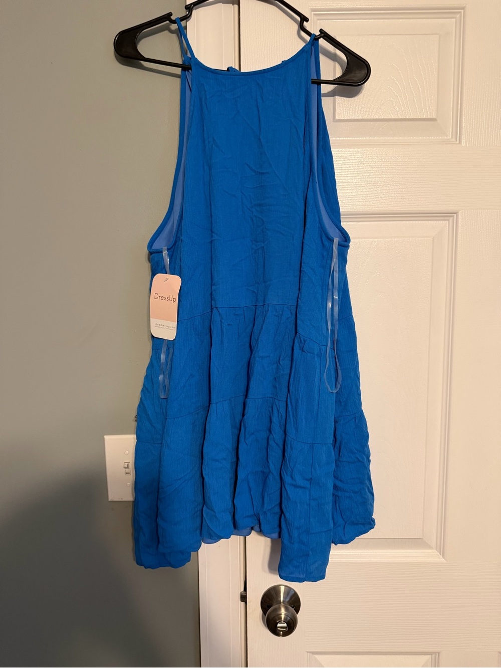 DressUp Blue Mini Sundress - Sleeveless Tiered Design